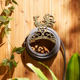 Rustic Rooster Cast Iron Hose Organizer for Garden