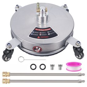 13" Pressure Washer Surface Cleaner with 4 Wheels, Stainless Steel Power Washer Accessory for Driveways Sidewalks Patios Cleaning
