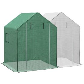 Outsunny 2 Pieces Walk-in Greenhouse Replacement Cover for 01-0472 w/ Roll-up Door and Mesh Windows