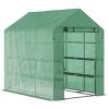 Outsunny 7' x 5' x 6.5' Walk-in Greenhouse, PE Cover, 3-Tier Shelves, Steel Frame Hot house, Roll-Up Zipper Door for Flowers, Vegetables, Saplings
