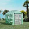 Outsunny 8' x 6' x 7' Walk-in Greenhouse with Mesh Door and Windows, 18 Shelf Hot House with Trellis, Plant Labels, UV protective for Growing Flowers