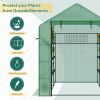 Outsunny 8' x 6' x 7' Walk-in Greenhouse with Mesh Door and Windows, 18 Shelf Hot House with Trellis, Plant Labels, UV protective for Growing Flowers