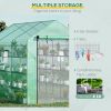 Outsunny 8' x 6' x 7' Walk-in Greenhouse with Mesh Door and Windows, 18 Shelf Hot House with Trellis, Plant Labels, UV protective for Growing Flowers