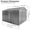 Metal garden sheds 10ftx8ft outdoor storage sheds Grey with window
