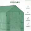 Outsunny 7' x 5' x 6.5' Walk-in Greenhouse, PE Cover, 3-Tier Shelves, Steel Frame Hot house, Roll-Up Zipper Door for Flowers, Vegetables, Saplings