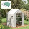 Outsunny 2 Pieces Walk-in Greenhouse Replacement Cover for 01-0472 w/ Roll-up Door and Mesh Windows
