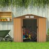 Outsunny 7' x 4' Outdoor Storage Shed, Garden Tool House with Foundation, 4 Vents and 2 Easy Sliding Doors for Backyard, Patio, Garage, Lawn, Yellow