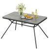 49 Inch Patio Rectangle Dining Table with Umbrella Hole
