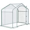 Outsunny 6' x 3' x 5' Portable Walk-in Greenhouse, PVC Cover, Steel Frame Garden Hot House, Zipper Door, Top Vent for Flowers, Vegetables, Saplings