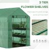 Outsunny 7' x 5' x 6.5' Walk-in Greenhouse, PE Cover, 3-Tier Shelves, Steel Frame Hot house, Roll-Up Zipper Door for Flowers, Vegetables, Saplings