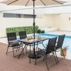 49 Inch Patio Rectangle Dining Table with Umbrella Hole
